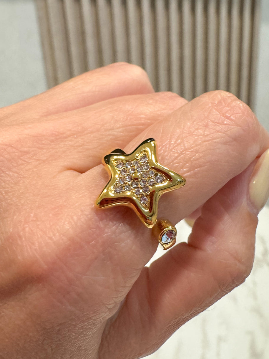 Golden Star & Zircon Ring
