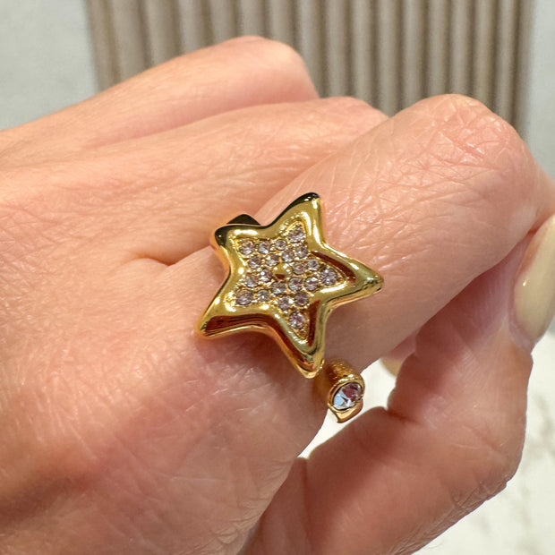 Golden Star & Zircon Ring