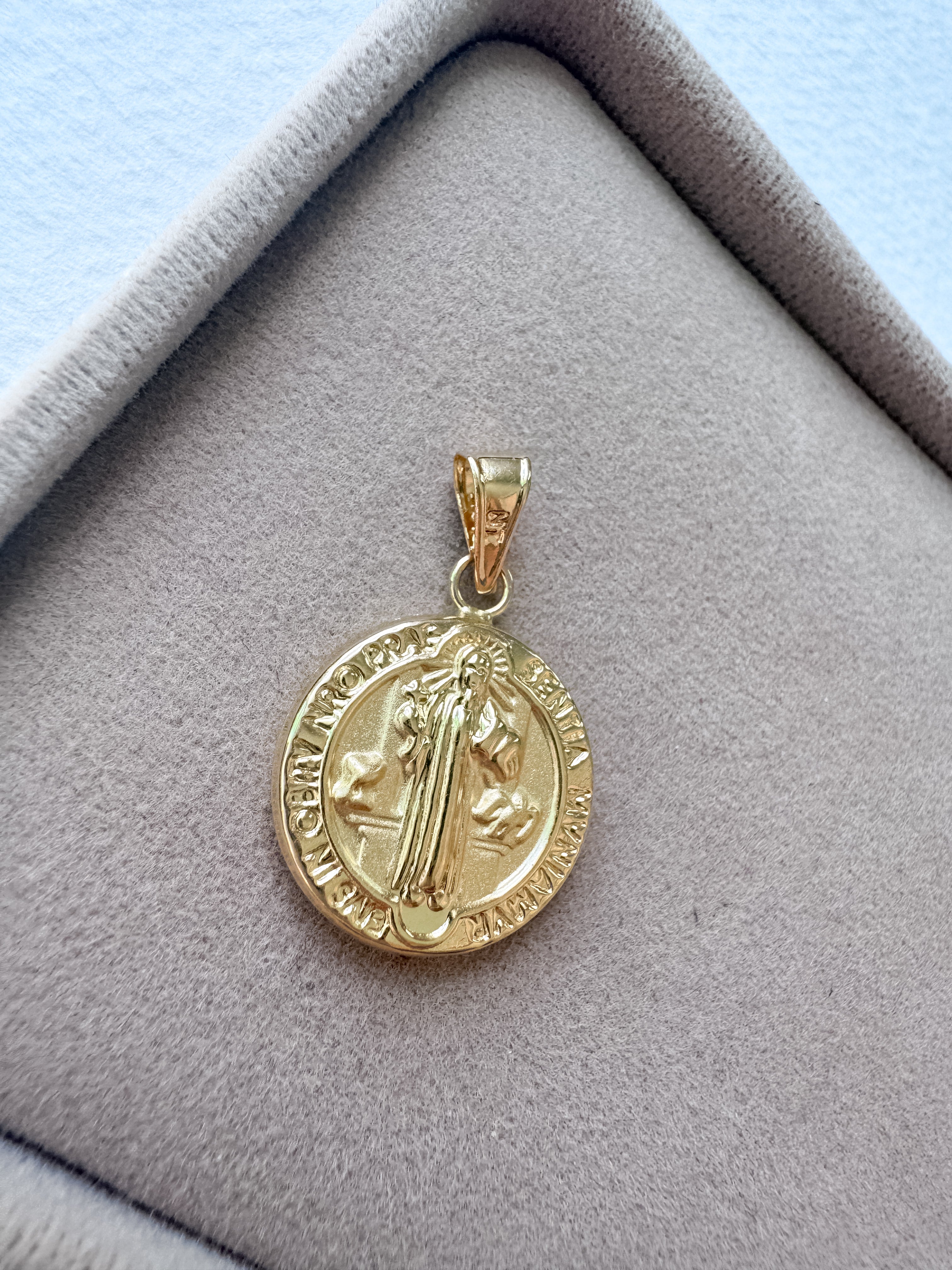 St. Benedict Medal 18k Solid Gold Hollow Charm