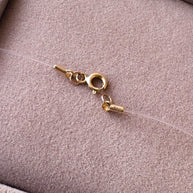 Solitaire Crystal Ghost Chain 14K Solid Gold Necklace