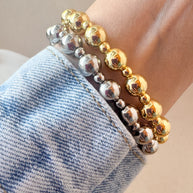 Medium & Little Balls Elastic Bracelets in Silver & Gold