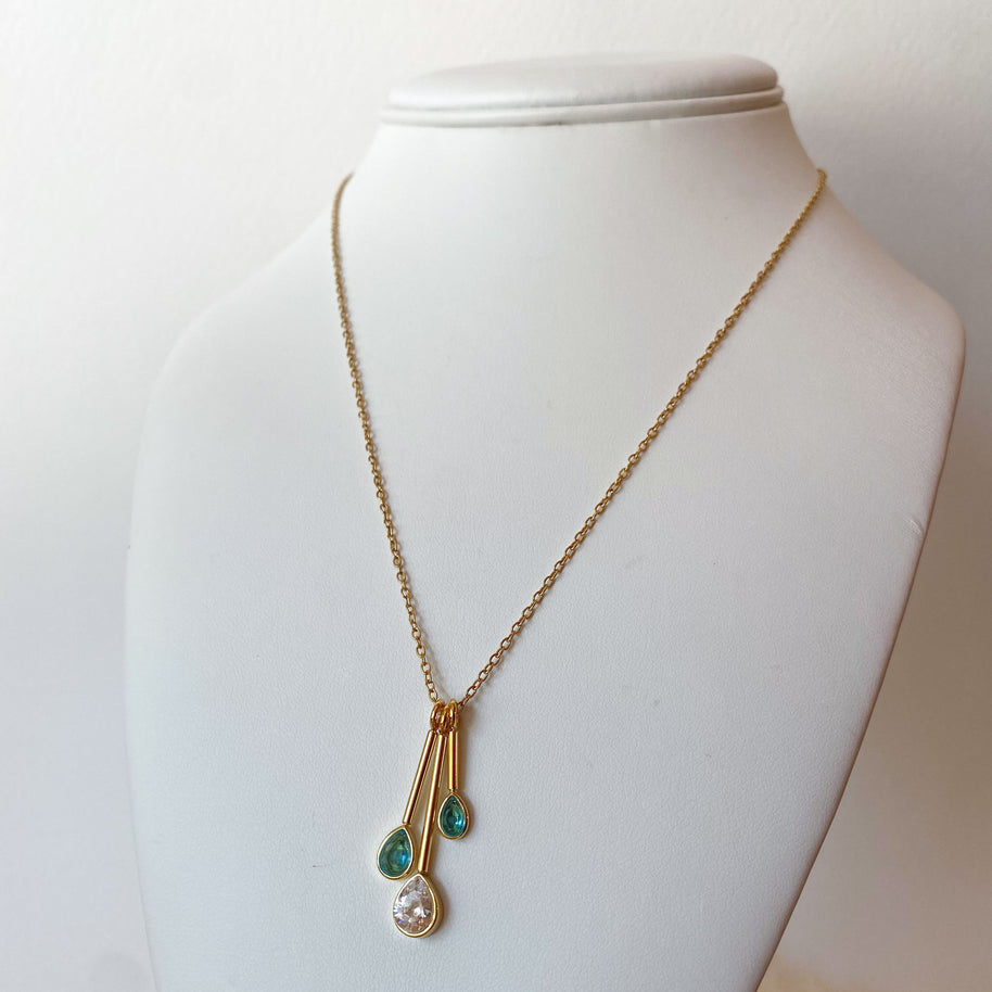 Blue Drop Crystals Steel Necklace or Hoops