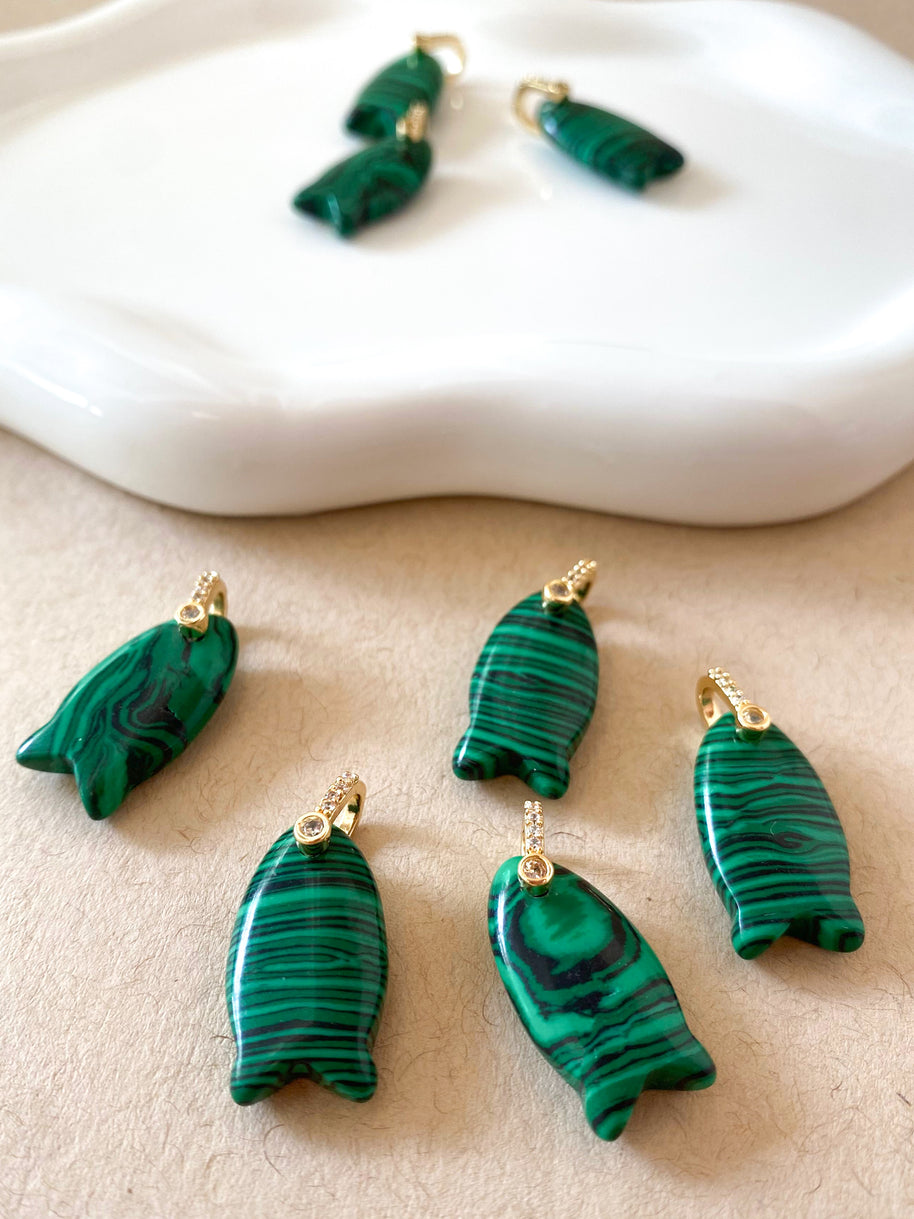 Malachite Stone Fish Charms