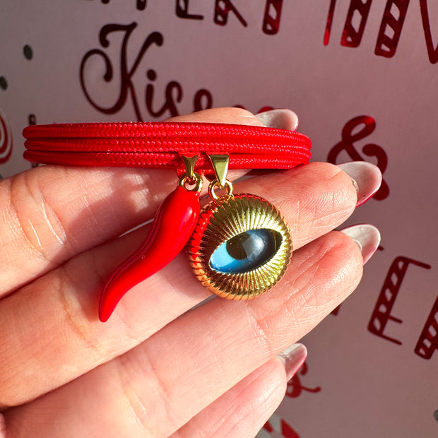 Pulsera Roja Cuernito + Ojito