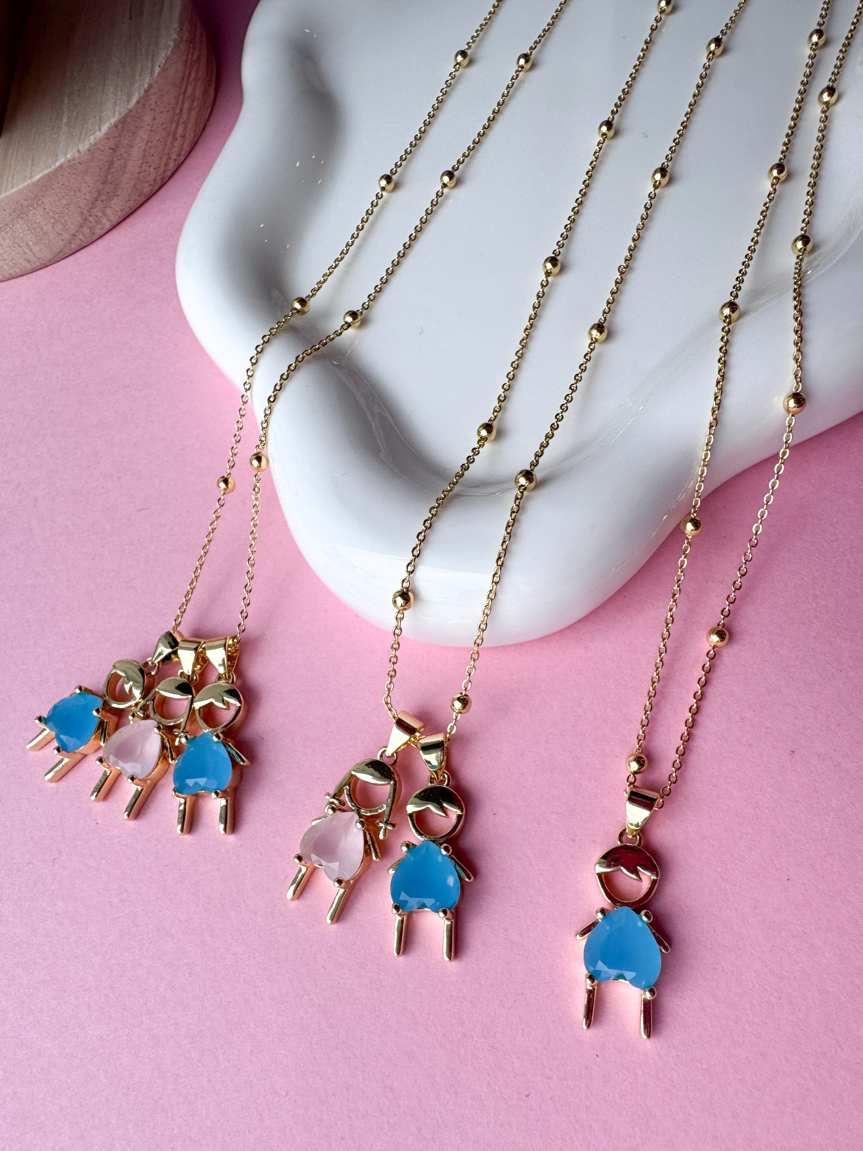 Big Kids Pink & Blue Crystals Necklaces