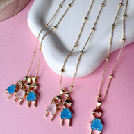 Big Kids Pink & Blue Crystals Necklaces
