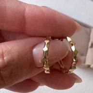 Beveled Style 18k Solid Gold Hoops