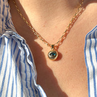 Paper Clip Big Evil Eye Necklace