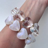 2 Styles of Elastic Acrylic Hearts Bracelets