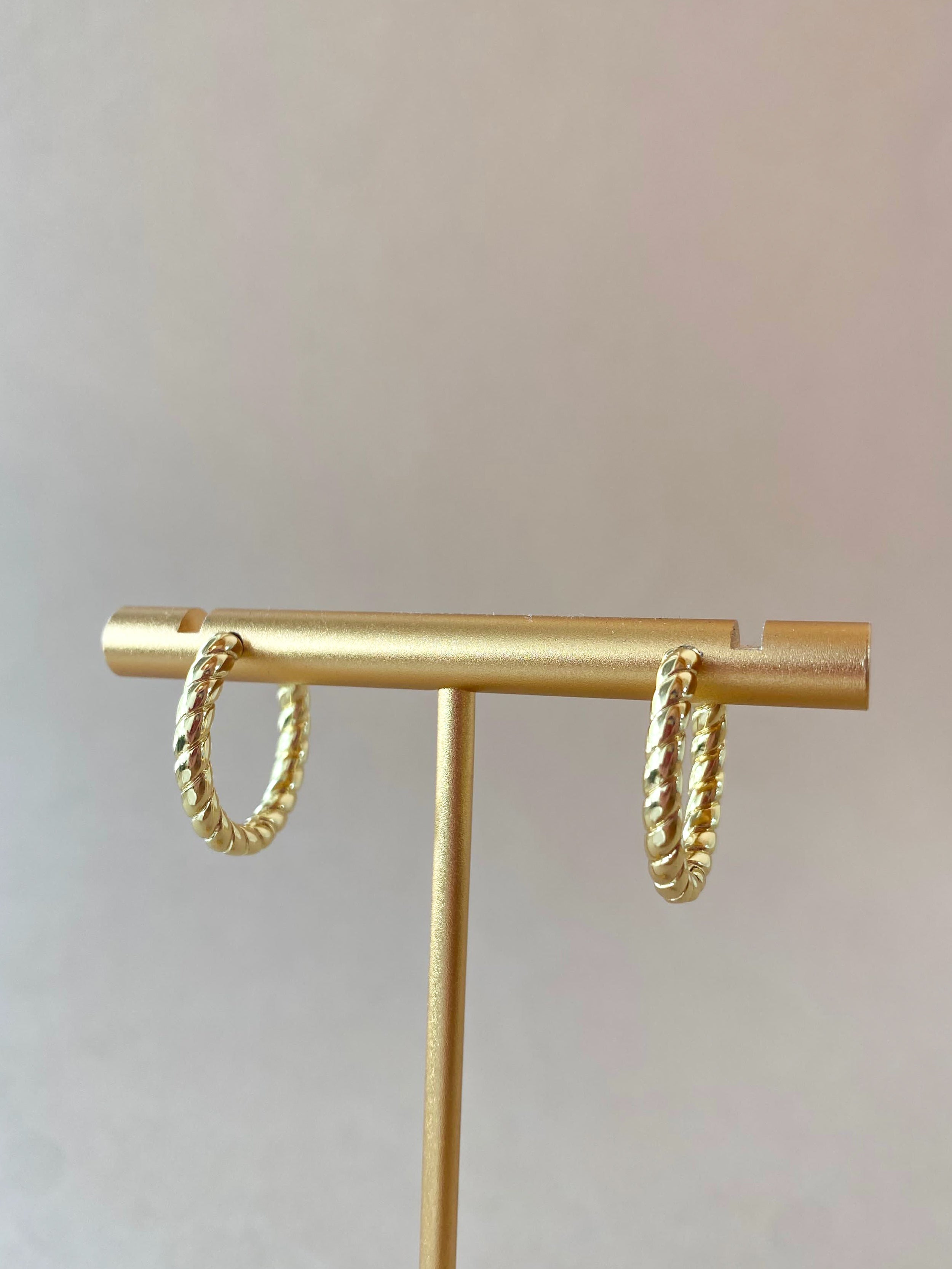 Golden Interlaced Shape Medium Hoops