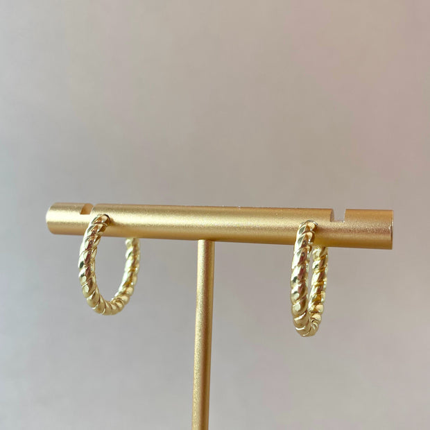 Golden Interlaced Shape Medium Hoops