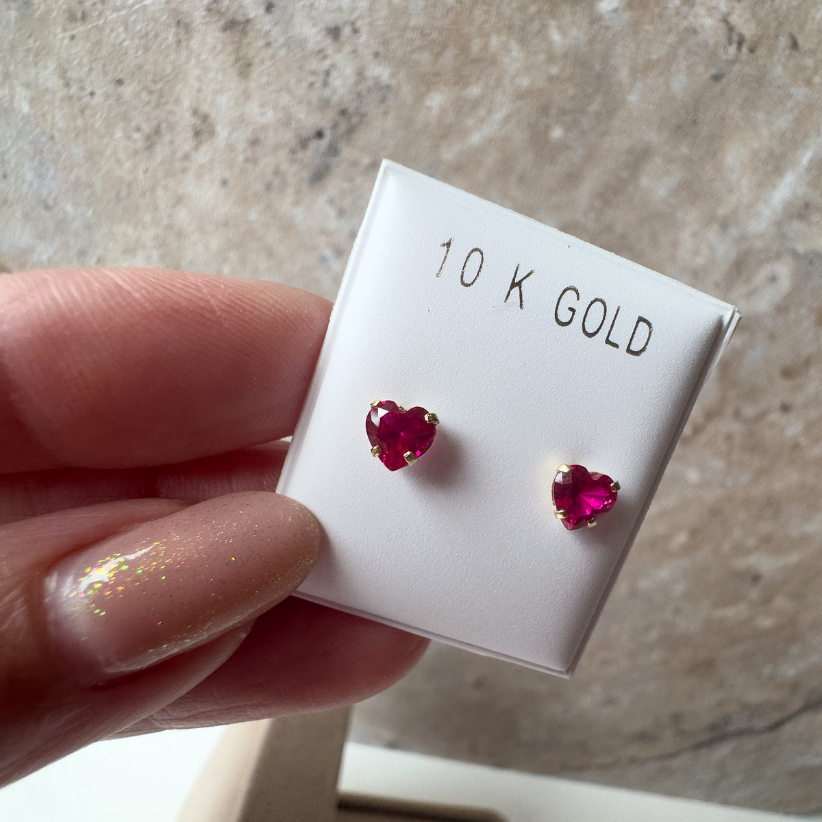Little Pink Hearts 10K Solid Gold Earrings