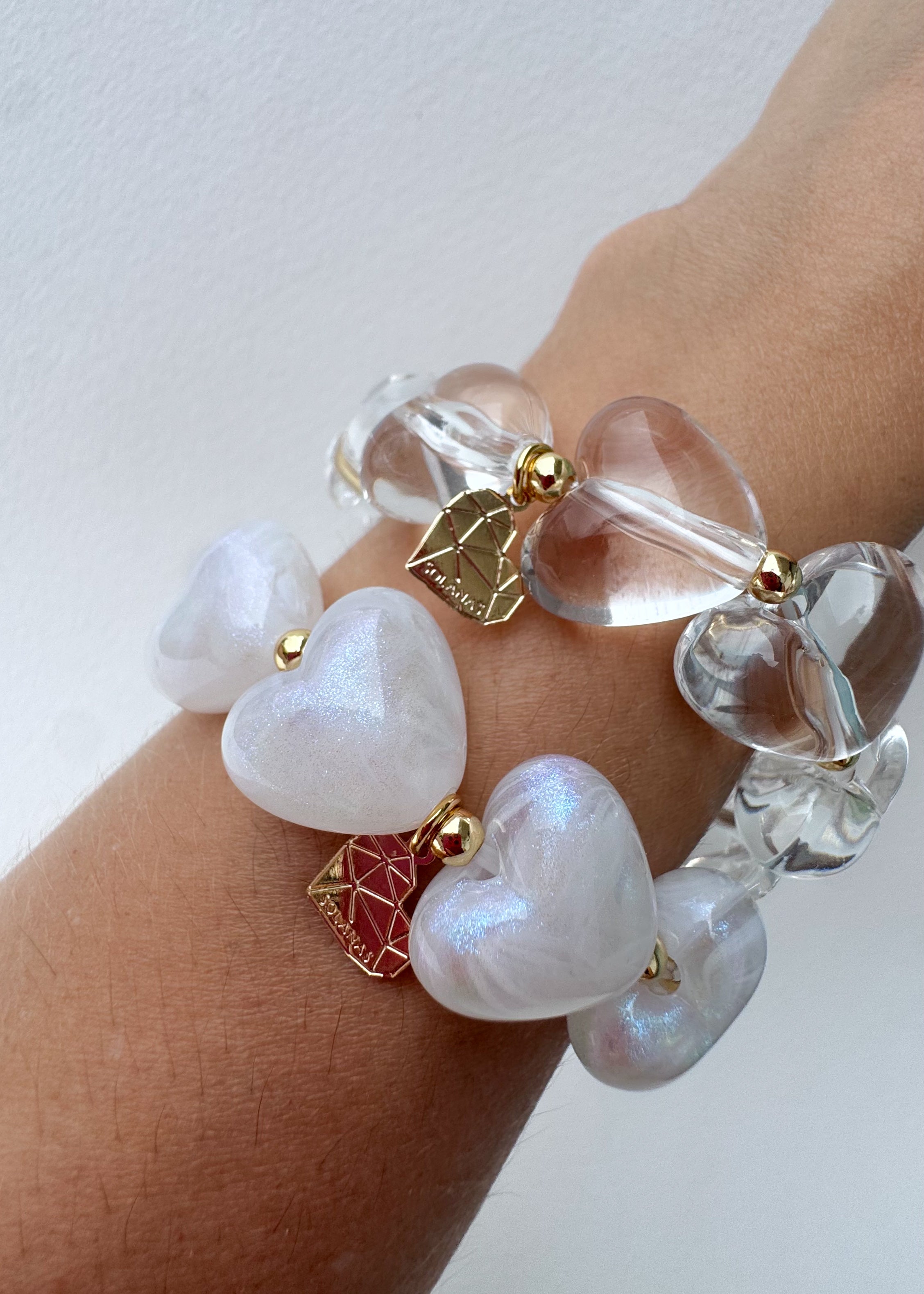 2 Styles of Elastic Acrylic Hearts Bracelets