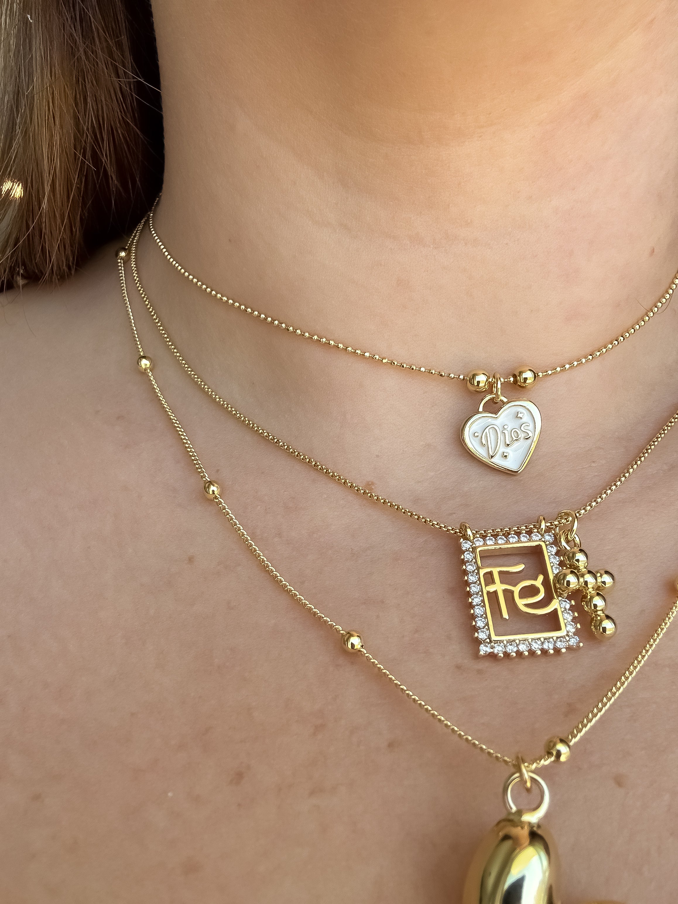 Golden Heart & Religious Necklace