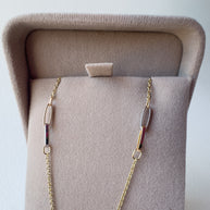 Gold and Silver PaperClip Station Chain 14k Solid Gold Necklace