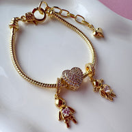 Golden Big Heart Crystal Kids Bracelet
