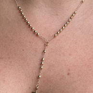 Golden Plain Cross Rosary Necklace