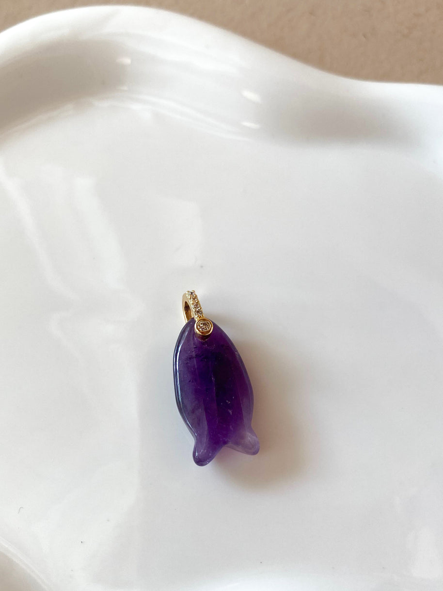 Amethyst Stone Fish Charms