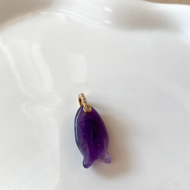 Amethyst Stone Fish Charms