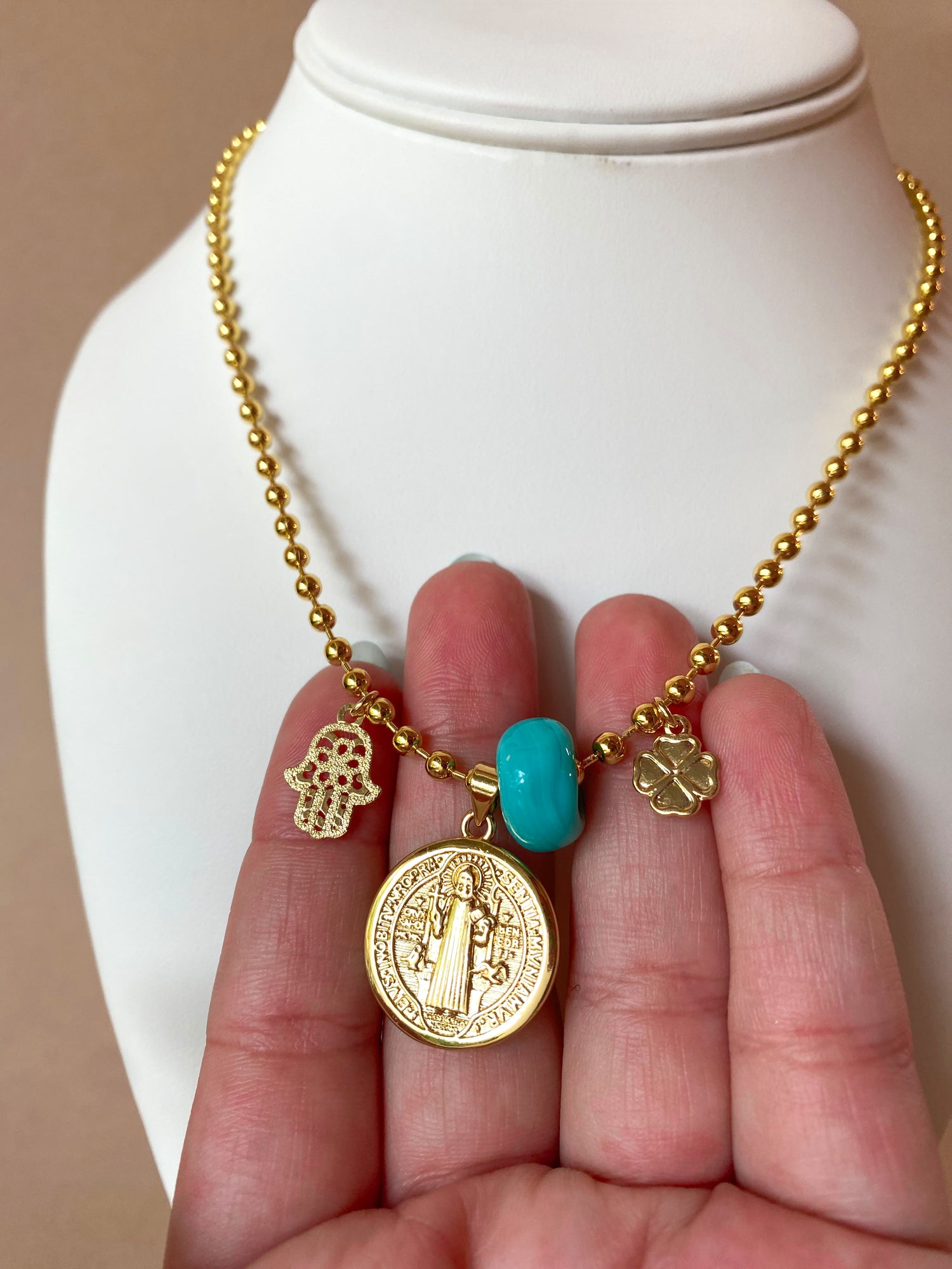 Saint Benedict and Luck 🍀  Necklace