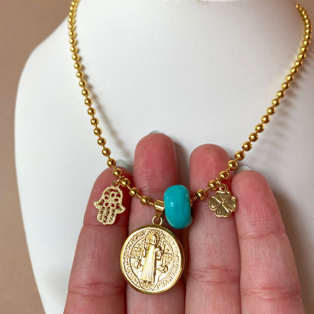Saint Benedict and Luck 🍀  Necklace