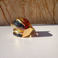Anillo Multilayer Zirconia Azul & Verde Oscuro