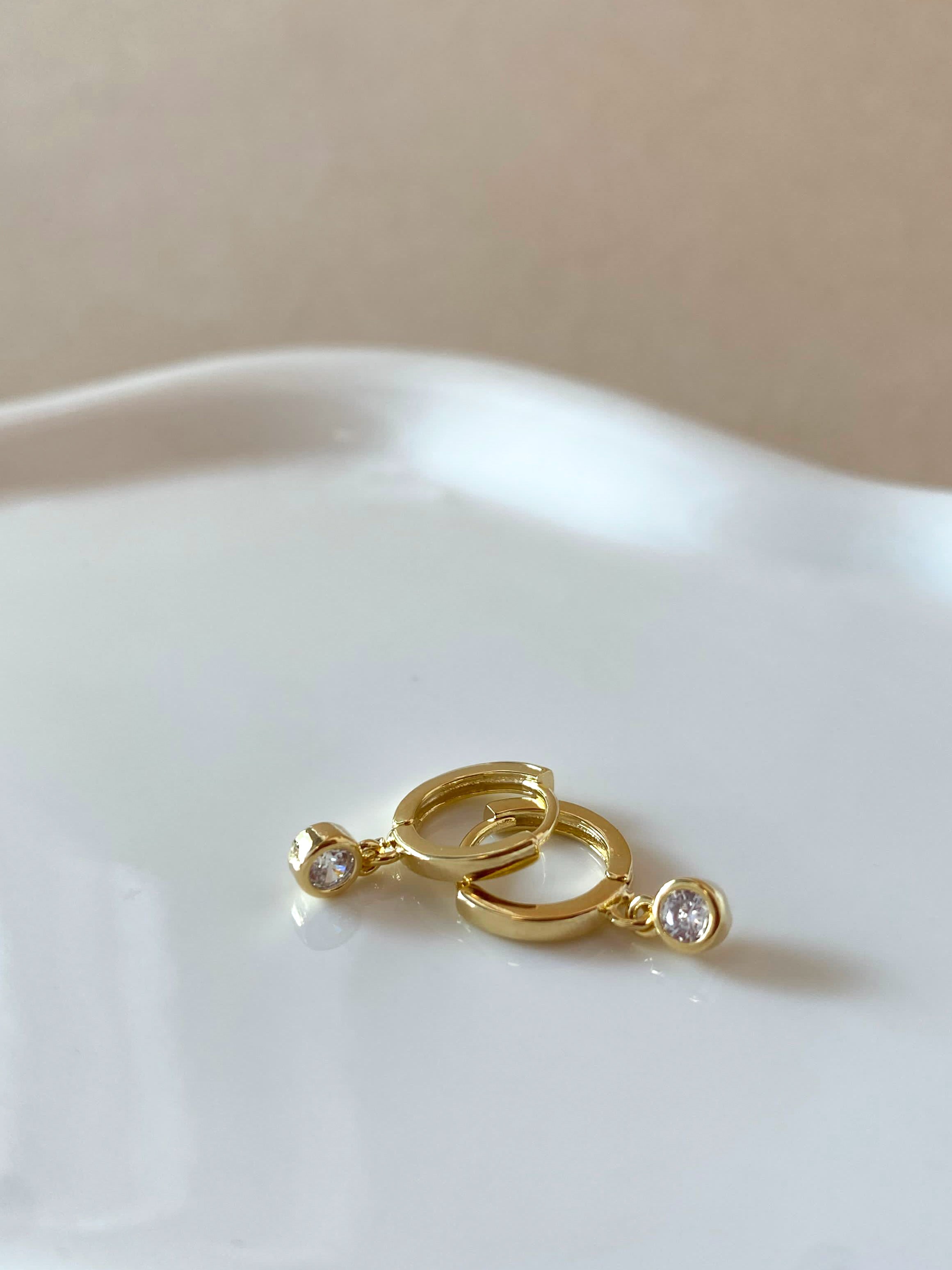 Little Zircon Golden Hoops