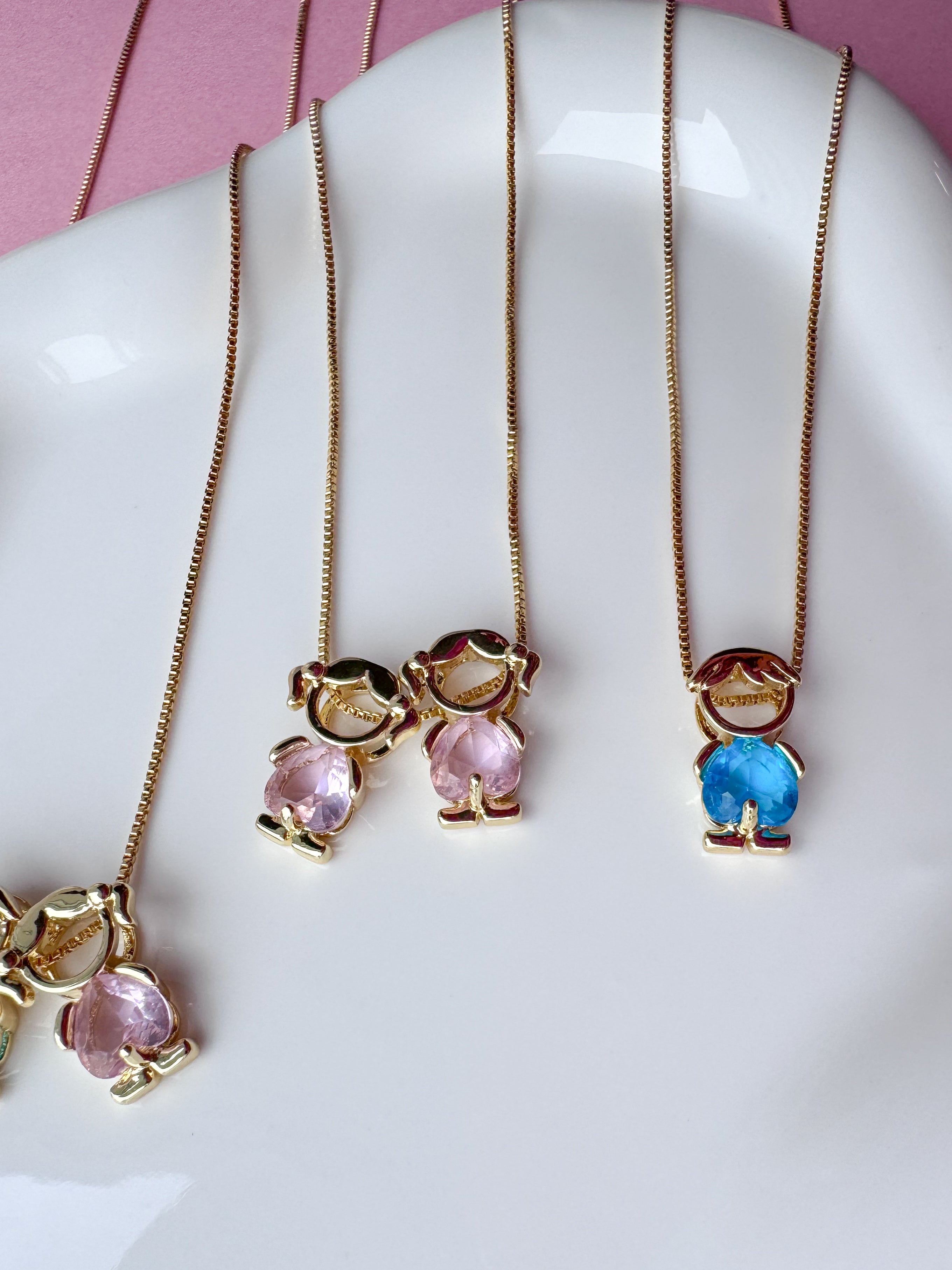 Pink & Blue Medium Kids Necklaces