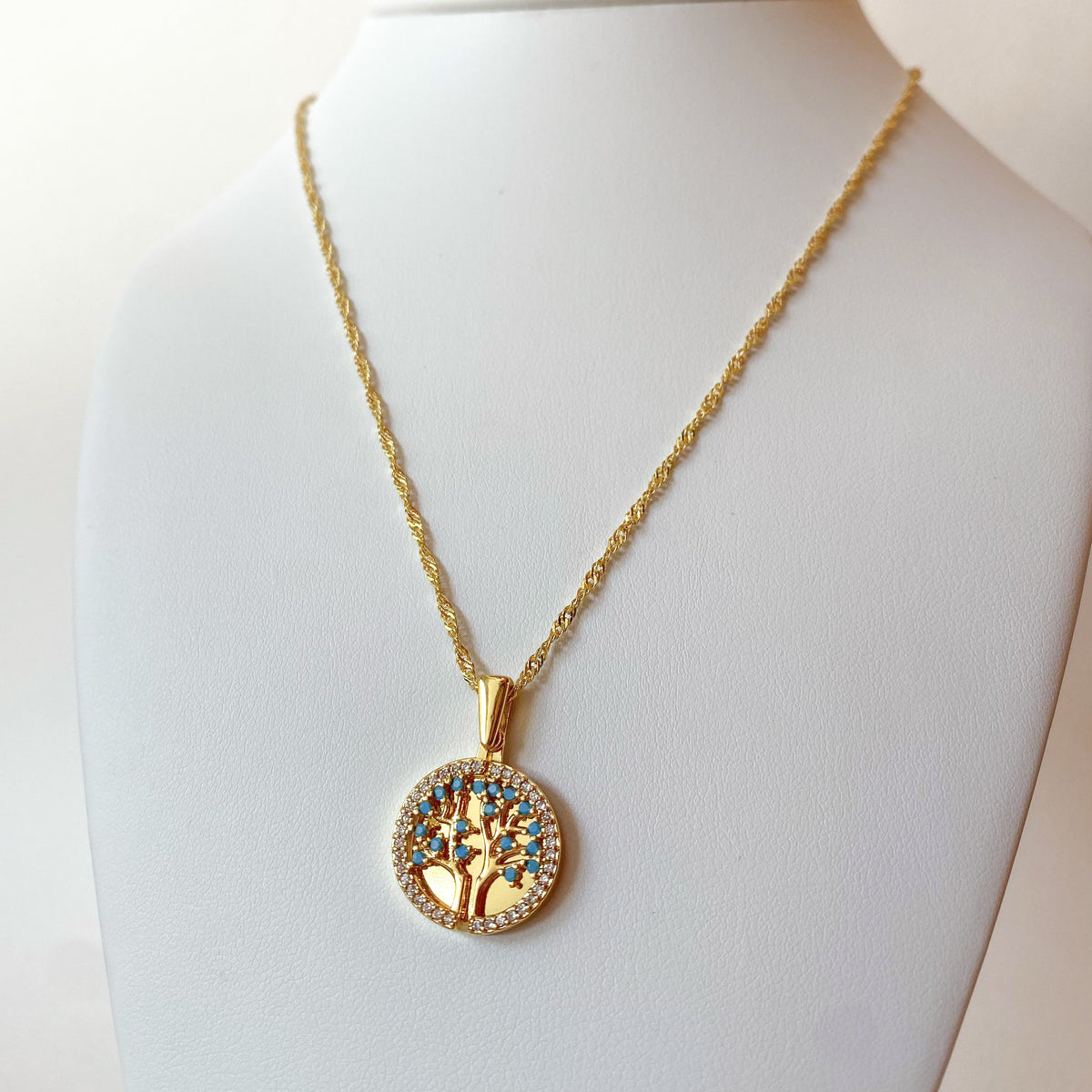 Tree of Life Blue and Shiny Open Style Necklace