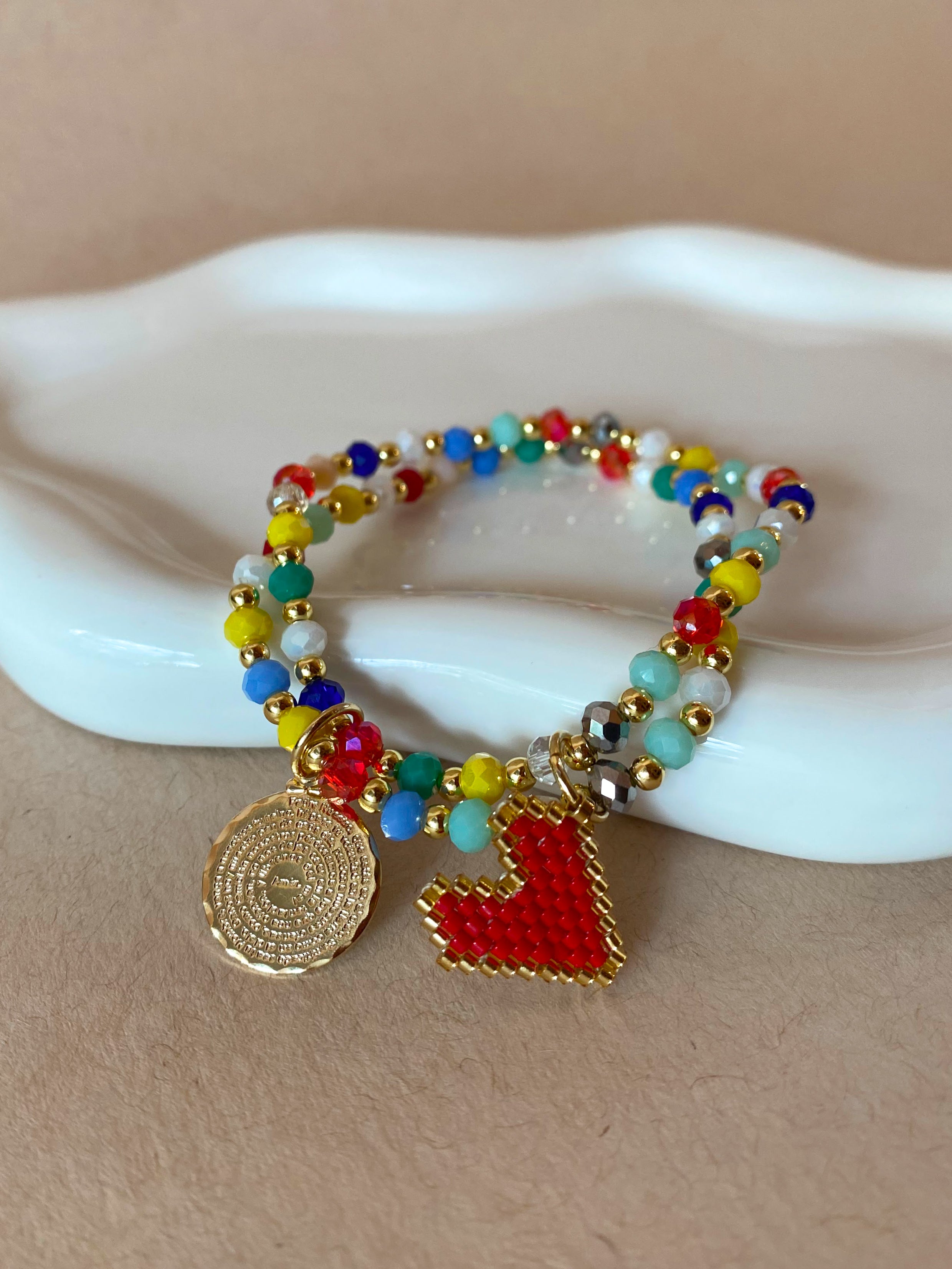Our Father Red Miyuki Colorful Elastic Bracelet