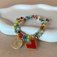 Our Father Red Miyuki Colorful Elastic Bracelet