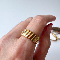 Big Golden Textured Plain Steel Ring