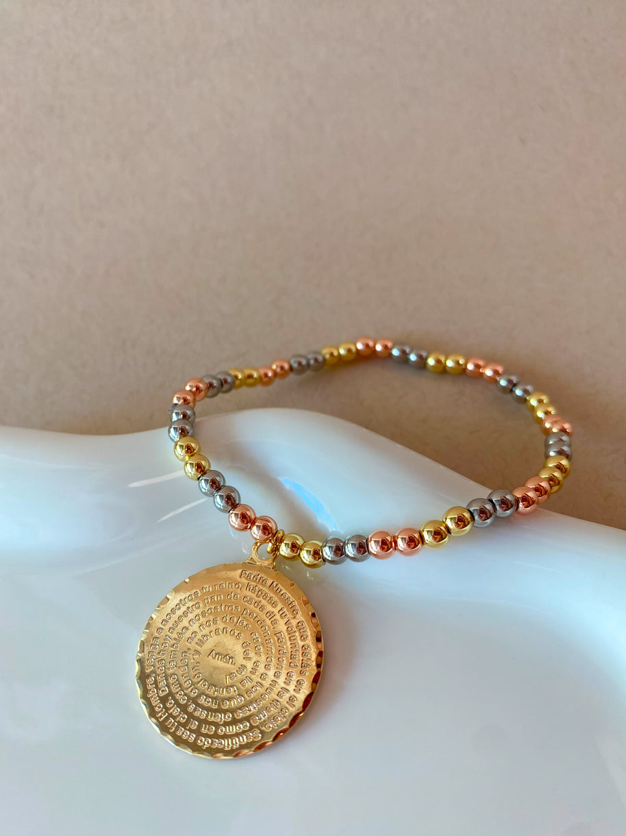 3 Gold Elastic Our Father Bracelet