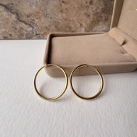 Medium Plain Smooth Hoops 14k Solid Gold Earrings