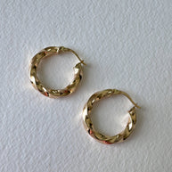 Spiral Thick 18k Solid Gold Hollow Hoops