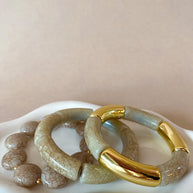 Set of 3 Acrylic Golden and Gray Style Bracelets