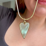 Mother of Pearl Heart Plain Adjustable Necklace