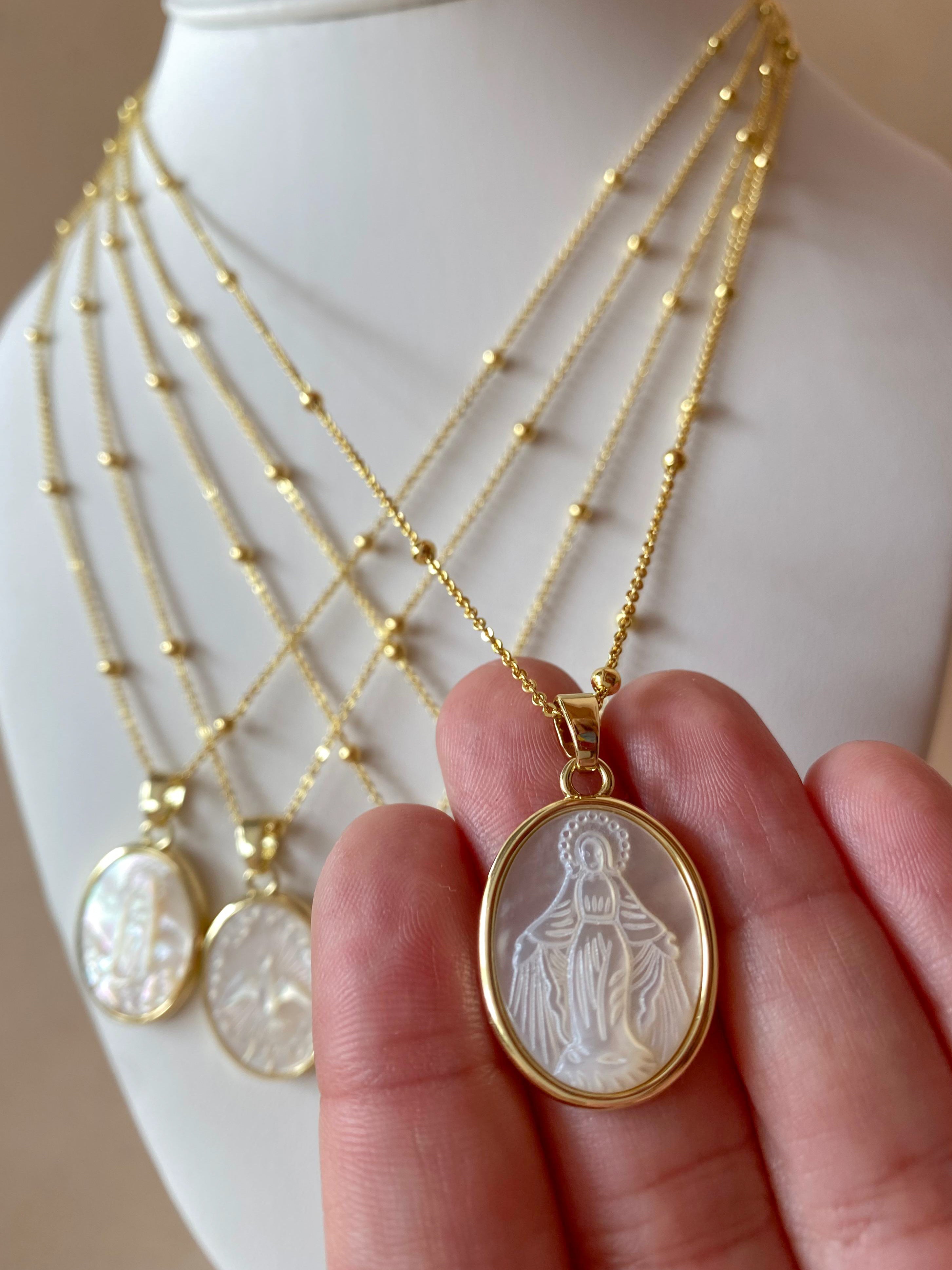 Mother of Pearl Oval Saint Medals