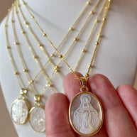 Mother of Pearl Oval Saint Medals