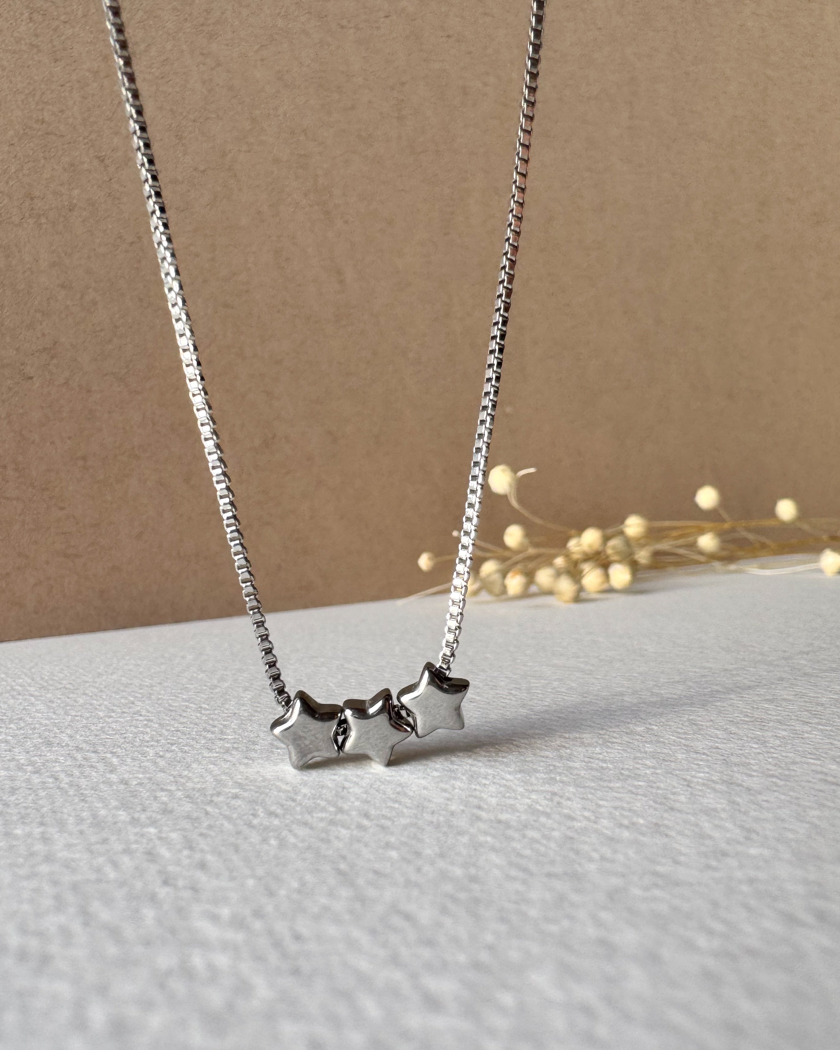 Silver Stars Steel Necklace