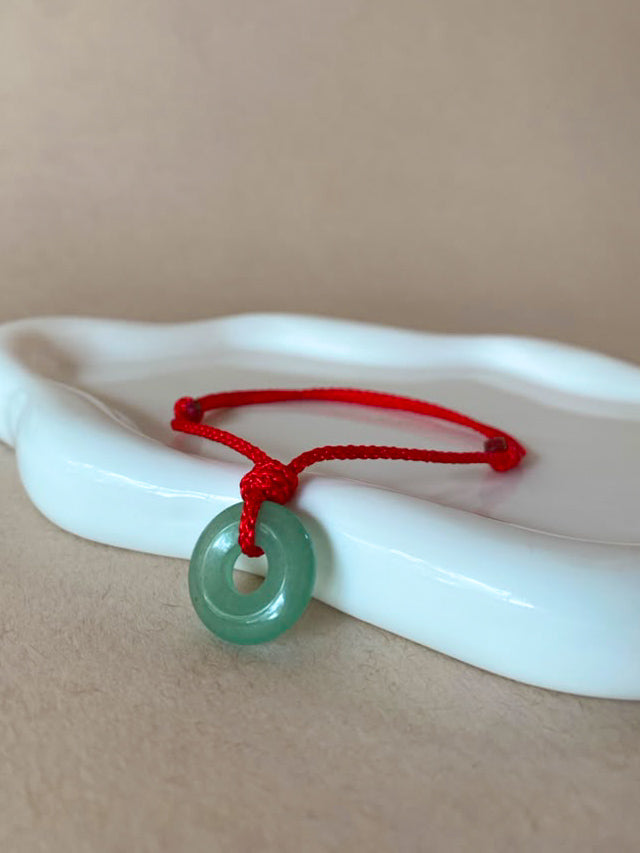 Jade Stone Circular Red Thread Bracelet