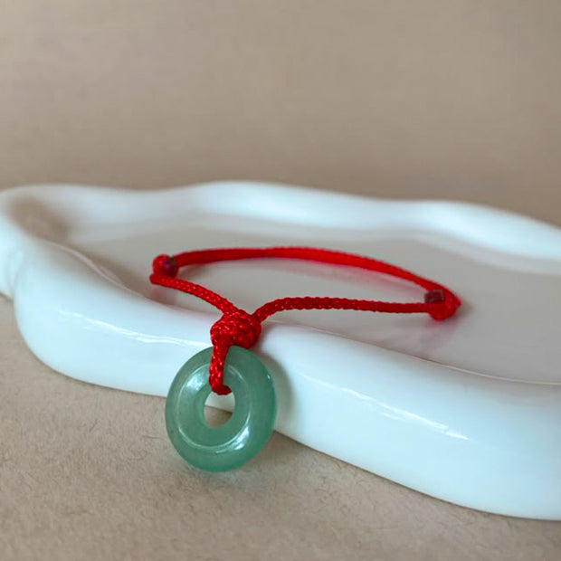 Jade Stone Circular Red Thread Bracelet