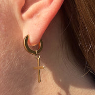 Golden Steel Cross Hoops