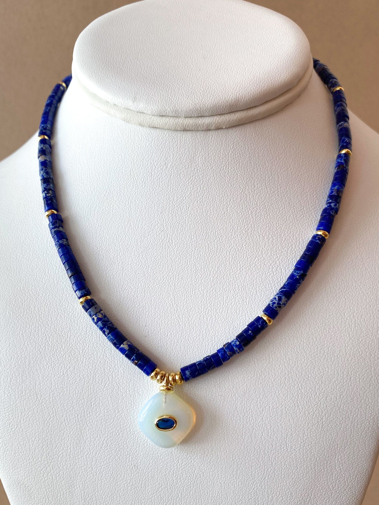 Opal Stone in a Imperial Jasper Stone Necklace