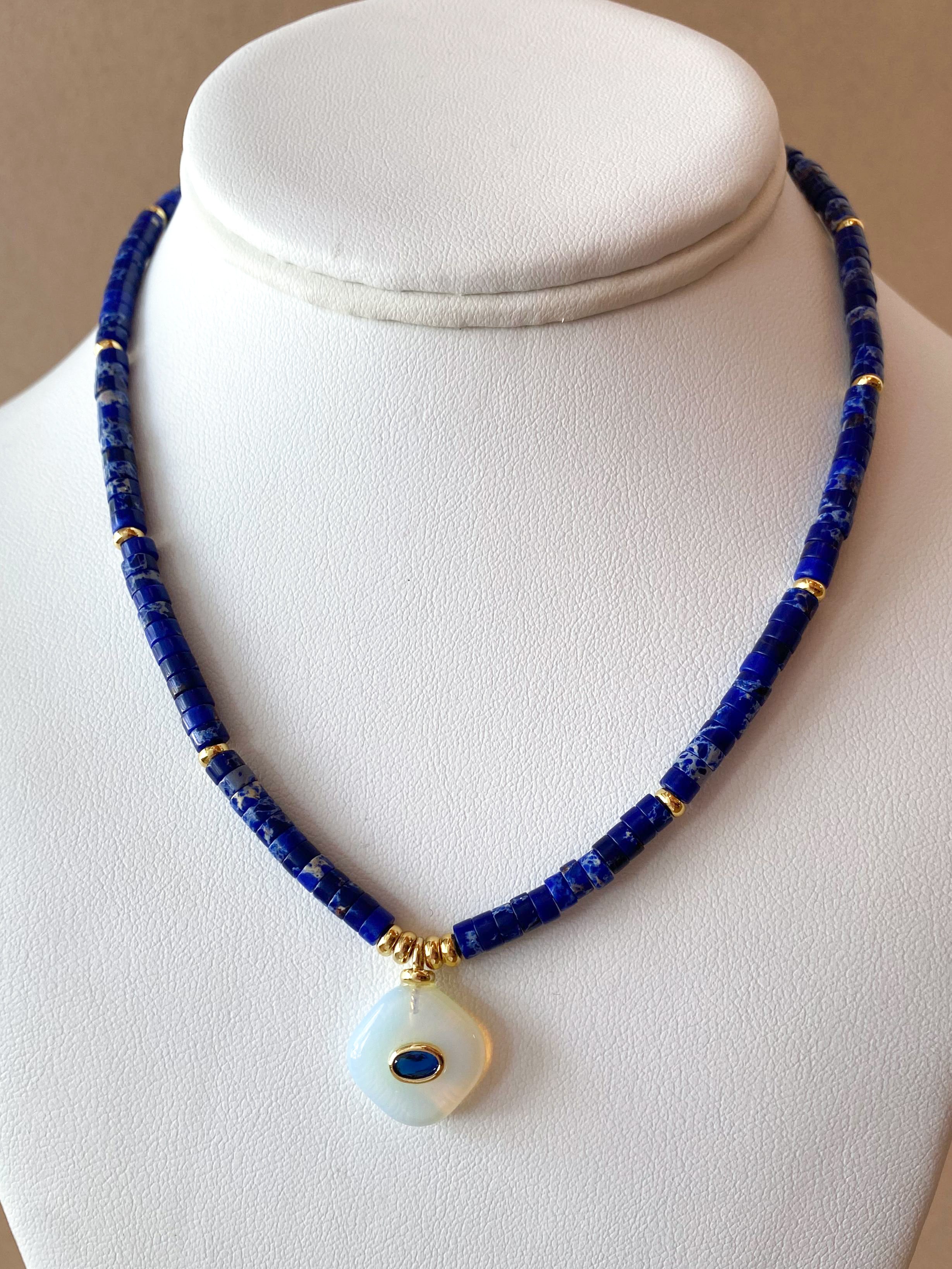 Opal Stone in a Imperial Jasper Stone Necklace