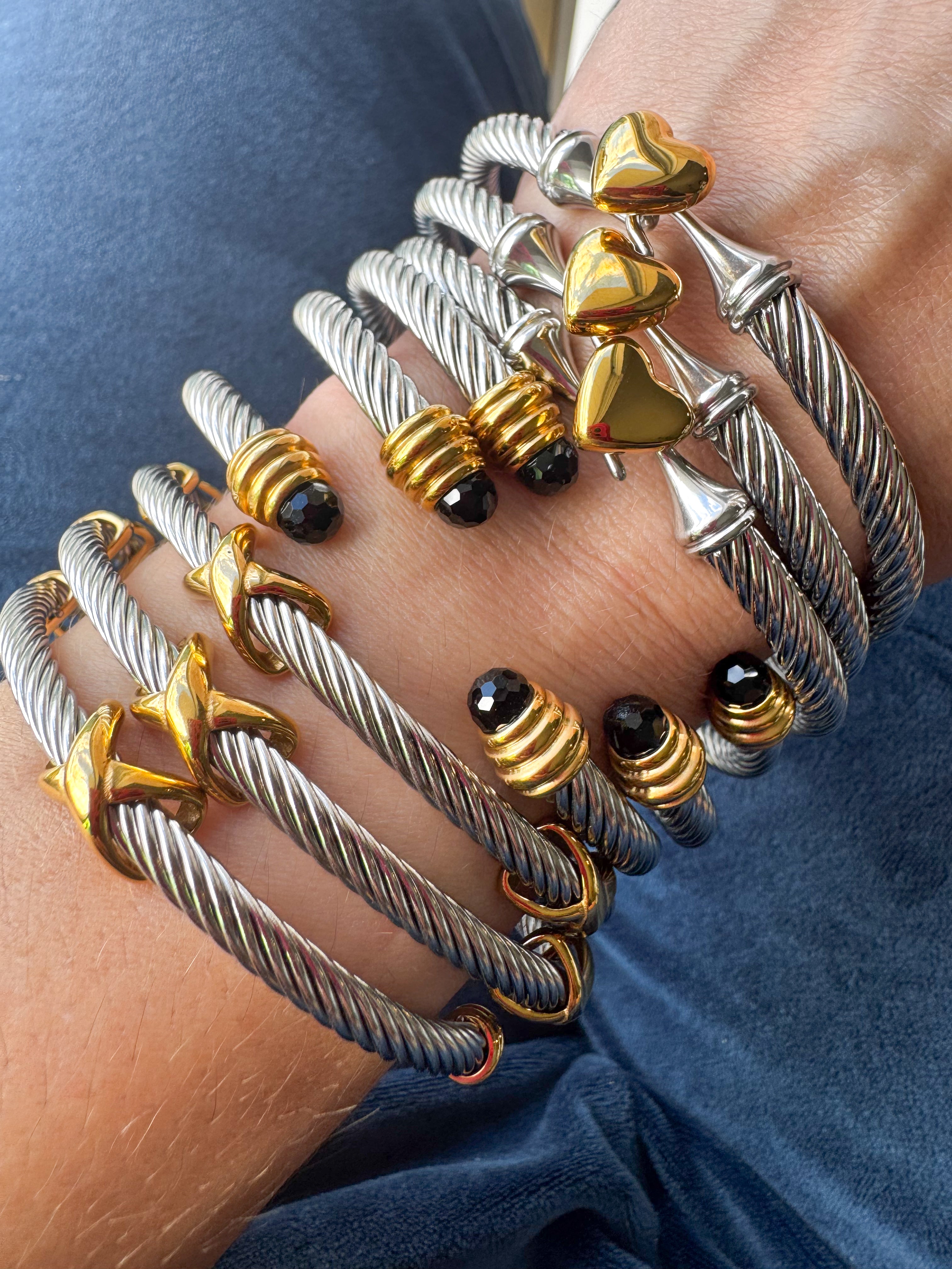 X Gold & Silver Steel Bracelet