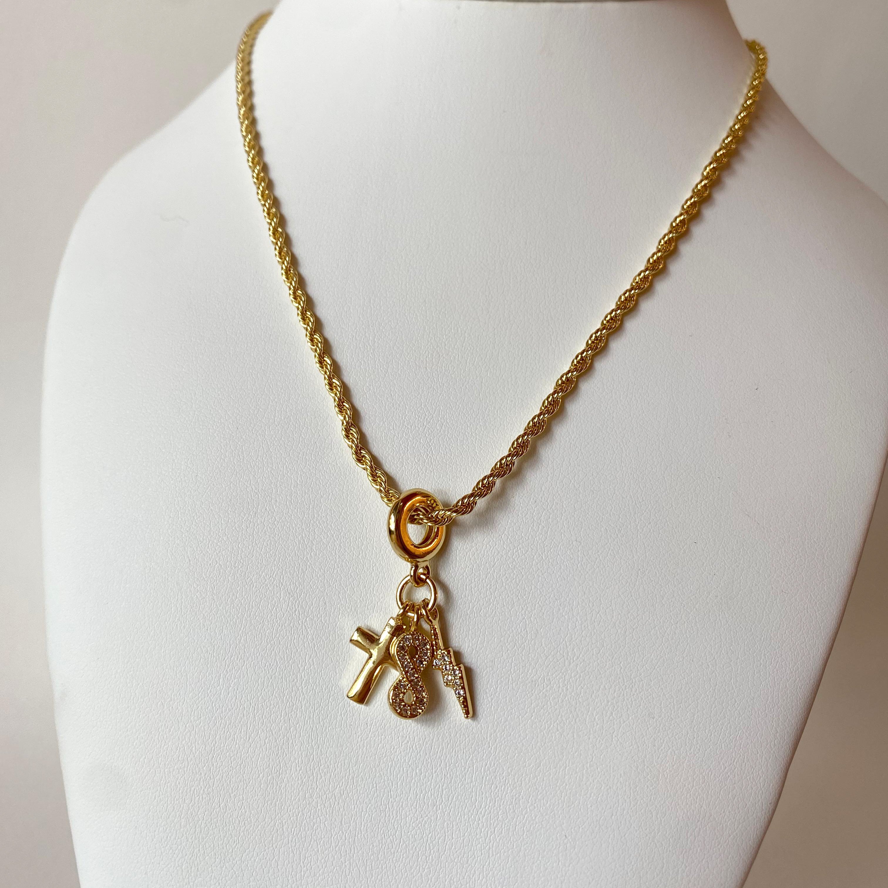 Infinite 3 Charms Style Golden Necklace