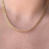Chinese Fabric Bismark Chain 18k Solid Gold Necklace