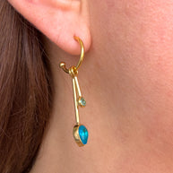 Blue Drop Crystals Steel Necklace or Hoops