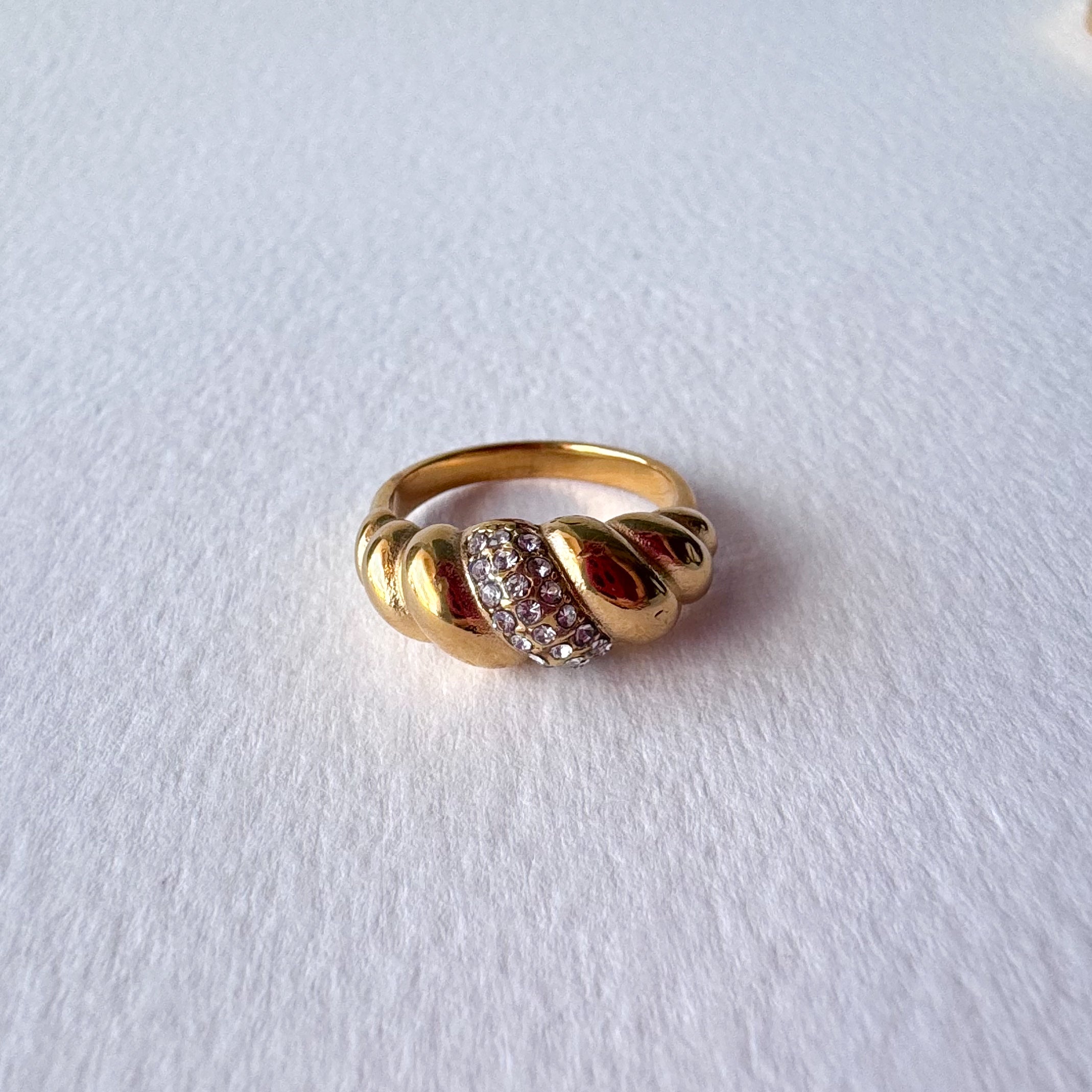 Chunky Gold Twist Steel Ring